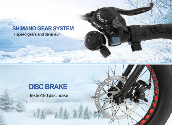 20 Folding Fat Tire Electric Bike - 36V/48V 250W-500W Motor - Shimano 7-Speed - Dual Disc Brakes - 60km Range - Fat Tire Electric Bike - 6