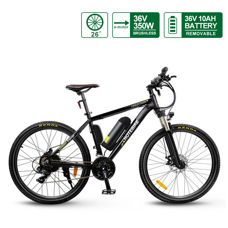 HOTEBIKE 26 Electric Mountain Bike – 350W Motor, 36V Removable Battery, 21-Speed Gears, LCD Display, Commuter & Off-Road E-Bike for Adults