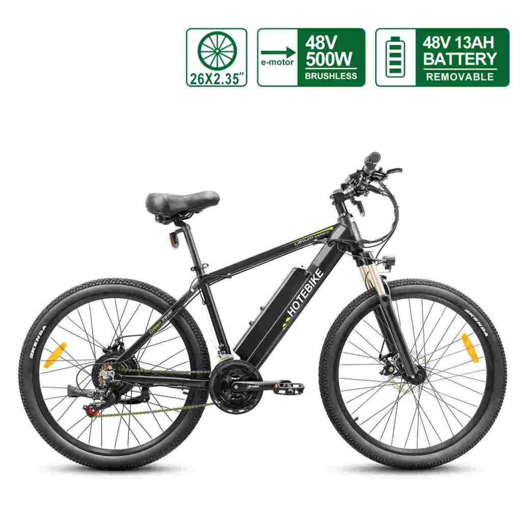 HOTEBIKE Electric Mountain Bike 48V 500W 26 Ebike with Hidden Battery – Powerful Off-Road Commuter