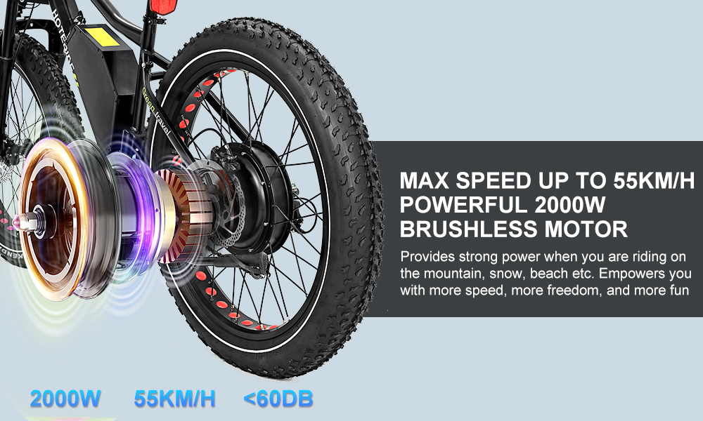 HOTEBIKE 2000W 26 Fat Tire Electric Bike – 60V 24Ah Samsung Battery, 55 km/h Top Speed, All-Terrain Beast 3 HOTEBIKE 2000W 26 Fat Tire Electric Bike – 60V 24Ah Samsung Battery, 55 km/h Top Speed, All-Terrain Beast - Электрический велосипед Канада - 3