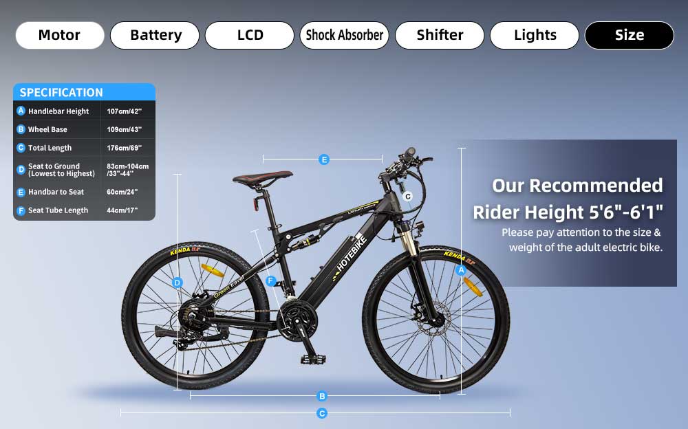 Электрический горный велосипед с полной подвеской 500W E-bike и скрытым аккумулятором 9 Электрический горный велосипед с полной подвеской 500W E-bike и скрытым аккумулятором - Электрический велосипед США - 9