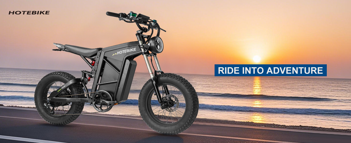 HOTEBIKE Electric Dirt Bike for Adults – 750W Motor, 24MPH, Dual Suspension, Fat Tire Off-Road E-Bike - Fat Tire Electric Bike - 1