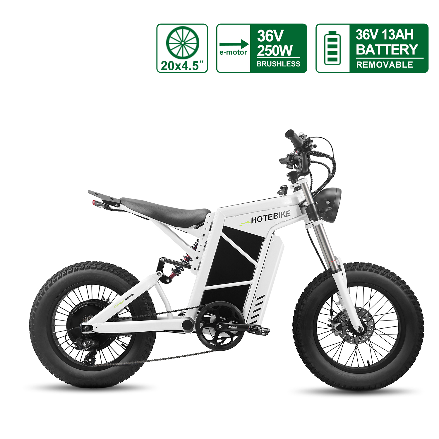 HOTEBIKE Q1 36V 250W Electric Dirt Bike – 20 Off-Road Beast with 13AH Removable Battery & 120km Range